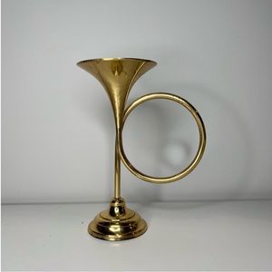 Antique Vintage Trumpet candle holder